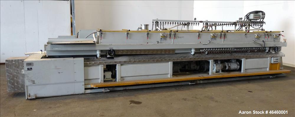 Used Custom Downstream Systems Vacuum Calibration Table With Water Recirculation System, Model CVC 22-475. Tank approximate 12" wide x 216" long x 14" deep, approximate table 26" wide x 264" long. In...