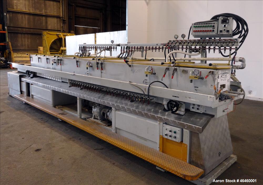 Used Custom Downstream Systems Vacuum Calibration Table With Water Recirculation System, Model CVC 22-475. Tank approximate 12" wide x 216" long x 14" deep, approximate table 26" wide x 264" long. In...