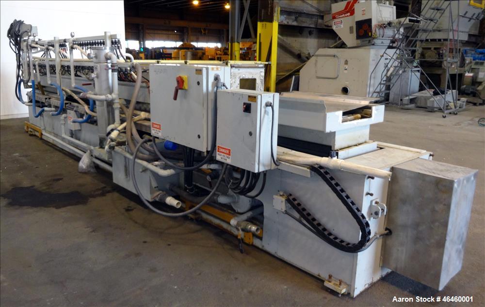 Used Custom Downstream Systems Vacuum Calibration Table With Water Recirculation System, Model CVC 22-475. Tank approximate 12" wide x 216" long x 14" deep, approximate table 26" wide x 264" long. In...