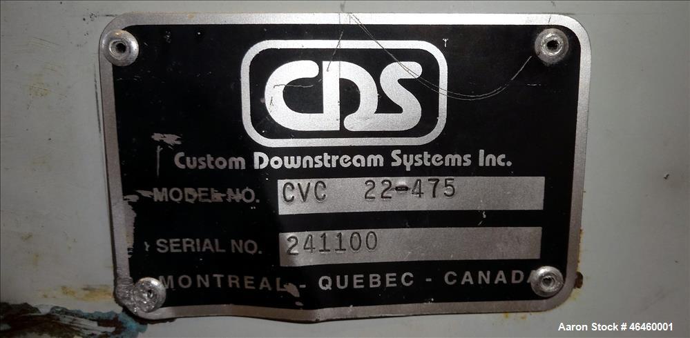 Used Custom Downstream Systems Vacuum Calibration Table With Water Recirculation System, Model CVC 22-475. Tank approximate 12" wide x 216" long x 14" deep, approximate table 26" wide x 264" long. In...