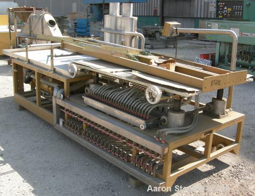Used Royal Machine Vacuum Calibration Table, Model 004, Consisting Of (1) 42" wide x 69" long vacuum table section; (1) stainless steel pan; (2) Pompetravaini model 65-45011-C/GH-Z vacuum pumps, each...