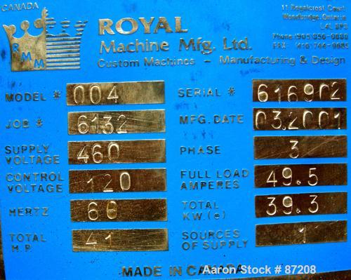 Used Royal Machine Vacuum Calibration Table, Model 004, Consisting Of (1) 42" wide x 69" long vacuum table section; (1) stainless steel pan; (2) Pompetravaini model 65-45011-C/GH-Z vacuum pumps, each...