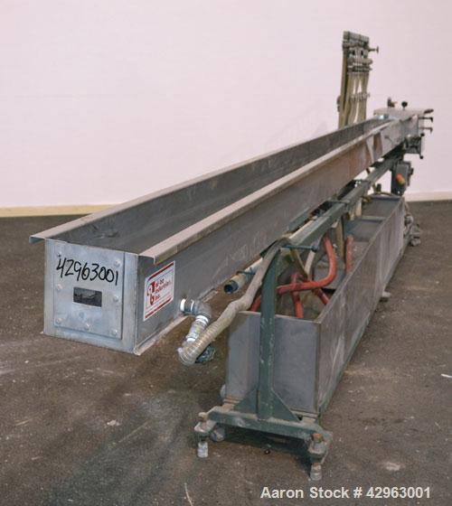 Used Al-Be Industries Vacuum Sizing Tank, Model C-7-216, 304 Stainless steel. Vacuum section 14’’ wide x 24’’ long x 7-1/2’’ deep with a plastic cover. Cooling section 8’’ wide x 216’’ long x 8’’ dee...