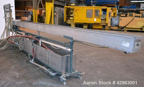 Used Al-Be Industries Vacuum Sizing Tank, Model C-7-216, 304 Stainless steel. Vacuum section 14’’ wide x 24’’ long x 7-1/2’’ deep with a plastic cover. Cooling section 8’’ wide x 216’’ long x 8’’ dee...