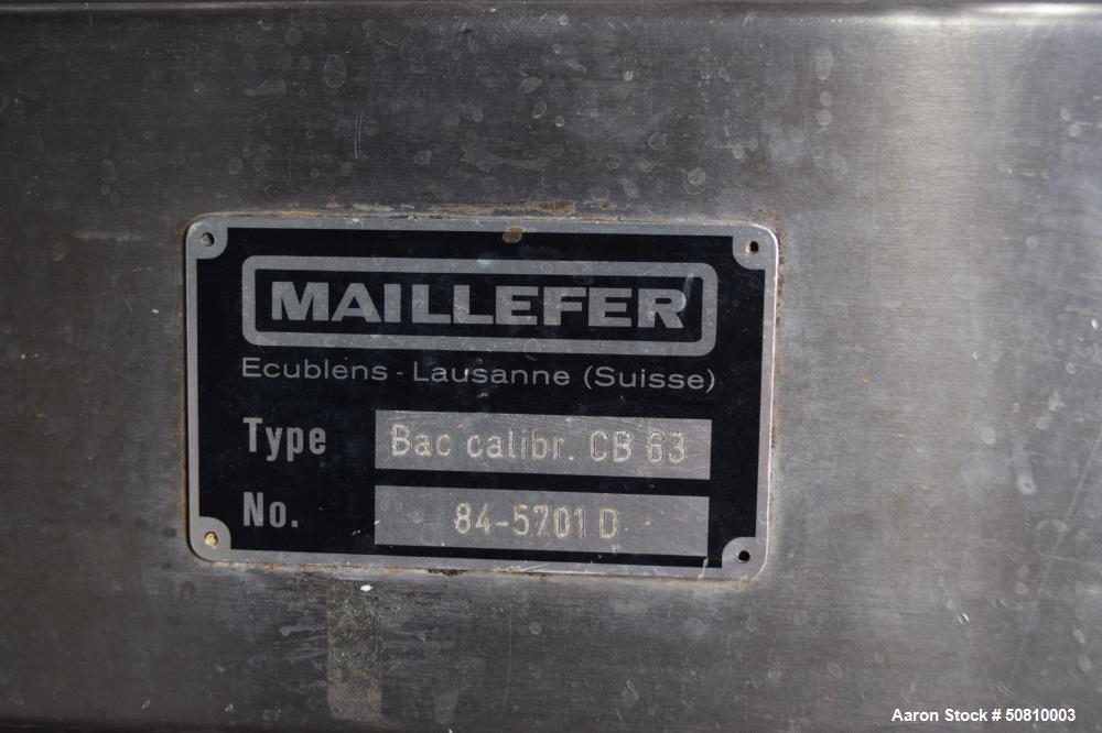Used- Maillefer Vacuum Sizing Tank, Model CB 63