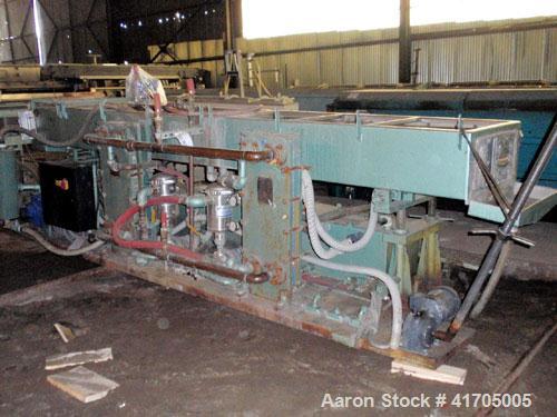 Used Conair Metaplast Vacuum Sizing / Water Tank, model MVS3-14-SP-R-L, stainless steel. 28" wide x 13" tall x 14' long, entry vacuum chamber, with vacuum pump, water recirculation pumps, basket filt...
