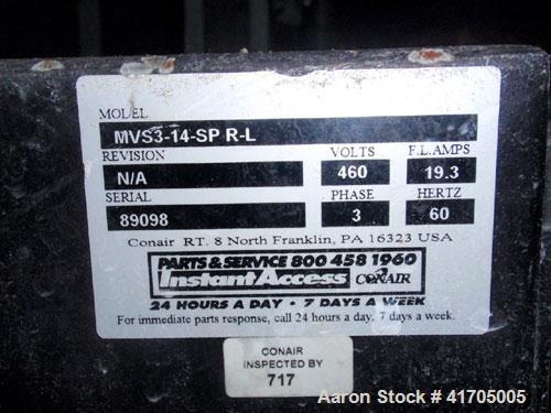 Used Conair Metaplast Vacuum Sizing / Water Tank, model MVS3-14-SP-R-L, stainless steel. 28" wide x 13" tall x 14' long, entry vacuum chamber, with vacuum pump, water recirculation pumps, basket filt...