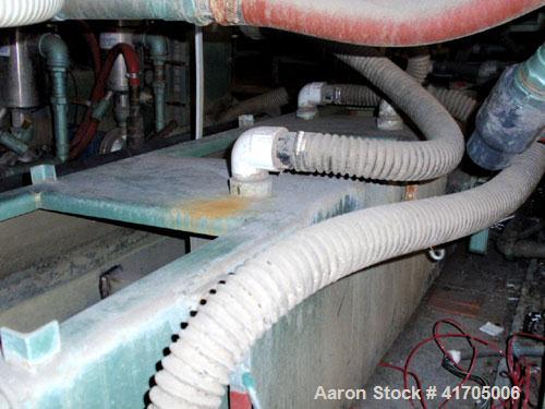 Used Conair Metaplast Vacuum Sizing / Water Tank, model MVS3-14-SPLR, stainless steel. 28" wide x 14" high x 14' long with vacuum pump system, (2) plate heat exchangers and water reservoir.