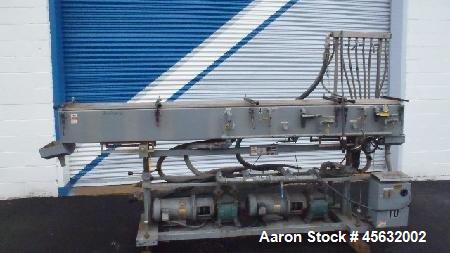 Used Metaplast Vacuum Sizing Tank, Model MVS2-10-4, approximately 10' long. Equipped with (2) pumps. Serial#895009.