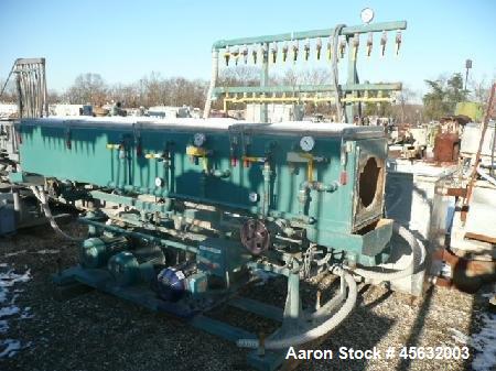 Used Metaplast Vacuum Sizing Tank, Model MVS. Approximately 14' long. Includes (3) pumps.