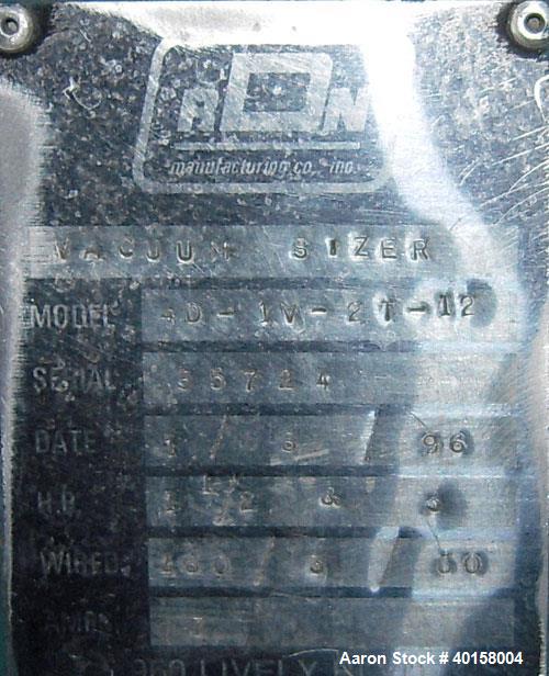 Used Stainless Steel RDN Vacuum Sizing Tank, model 4D1V2T12