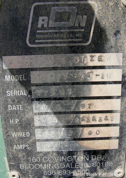 Used Stainless Steel RDN Vacuum Sizing Tank, Model 4D3V2T30
