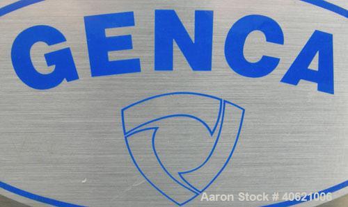 Used Genca Water Bath, stainless steel. 4" wide x 60" long x 3" deep. Mounted on a carbon steel base with casters.
