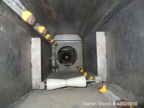 Used CDS Spray Cooling Tank, Model CST12-25, Stainless Steel Construction. 12" x 12" Cross section, 25' long, 8" diameter opening with 2 hp circulation pump, reservoir, water filter, (2) APV plate he...