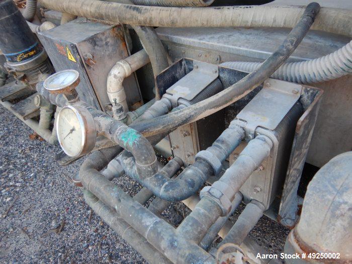 Used Conair Spray Cooling Tank, Model MCB-12-8, Stainless Steel. Approximate 15" x 15" cross section, 12' long. Includes (1) circulating pump. Mounted on a carbon steel frame on casters. Serial# 1803...