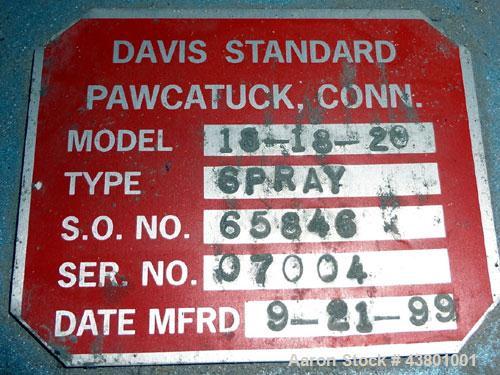 Unused- Davis Standard Spray Tunnel, Model 18-18-20, 304 Stainless Steel. Approximately 18-3/4" wide x 18" deep x 252" long.  (4) Spray bars, bottom rollers. (5) Section hinged plastic covers. Includ...