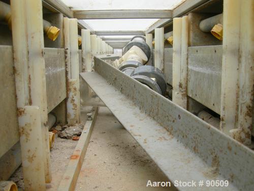 Used: Extrusion Services Inc (ESI) spray cooling tank, 304 stainless steel. 16" wide x 11" deep x 20' long. (4) section top cover. Includes holding tank, pump, heat exchanger and control panel. Mount...