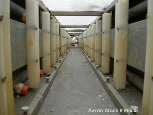 Used: Extrusion Services Inc.(ESI) spray cooling tank,304 stainless steel. 16" wide x 11" deep x 20' long.(4) section top cover. Includes holding tank,pump, heat exchanger,and control panel. Mounted ...
