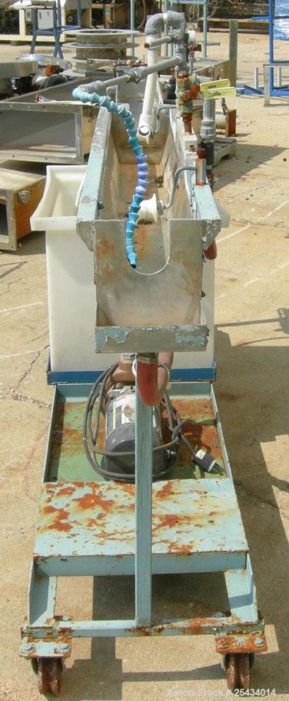 Used Waterbath, 304 Stainless Steel.  (1) section 6" wide x 47" long x 6" deep, (1) section 4 3/4" wide x 43" long x 4 7/8" deep.  Includes a pump, driven by a 3/4 hp, 1/60/115/230 volt, 3450 rpm mot...
