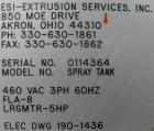 Used: Extrusion Services Inc.(ESI) spray cooling tank, 304 stainless steel. 16