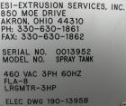 Used: Extrusion Services Inc.(ESI) spray cooling tank, 304 stainless steel. 16
