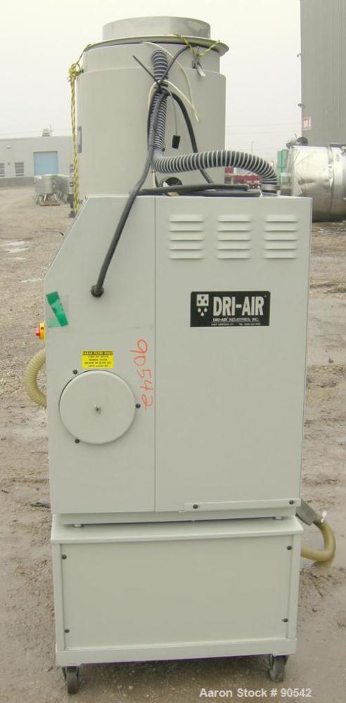 USED: Dri-Air dehumidifying dryer, model APD-8.  Single bed, 2 zone.  3/60/480 Volt, 20 Amps.  Unit includes a 300 lb insulated hopper, 21" diameter and controls.  Mounted on a carbon steel frame on ...