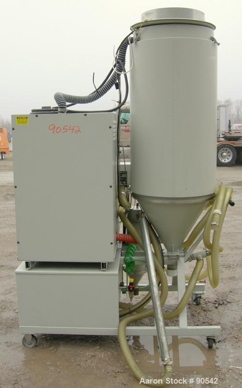 USED: Dri-Air dehumidifying dryer, model APD-8.  Single bed, 2 zone.  3/60/480 Volt, 20 Amps.  Unit includes a 300 lb insulated hopper, 21" diameter and controls.  Mounted on a carbon steel frame on ...