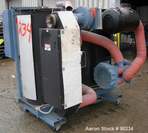Used AEC High Capacity Dehumidifying Dryer, Model WD-600.  Approximately 600 CFM. 3/60/460 Volt, 77.75 AMP, 61.94 KVA. Includes a control panel and 4 drying hoppers. Frame mounted with casters.