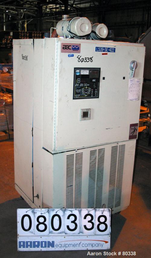 USED: AEC Whitlock WD series cabinet dryer, model WD150Q. 3/60/460 volt, 150 cfm process air flow, 160-400 deg F temperature range, 4 hp blower. Mounted on casters. OAD 37" long x 37" wide x 79" tall...