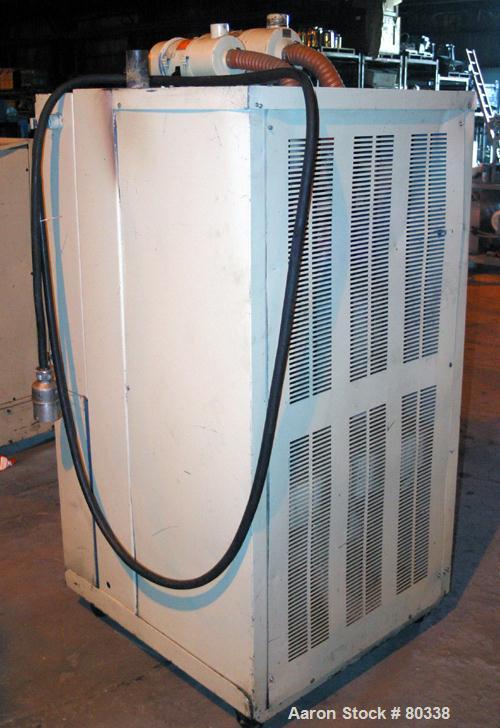 USED: AEC Whitlock WD series cabinet dryer, model WD150Q. 3/60/460 volt, 150 cfm process air flow, 160-400 deg F temperature range, 4 hp blower. Mounted on casters. OAD 37" long x 37" wide x 79" tall...