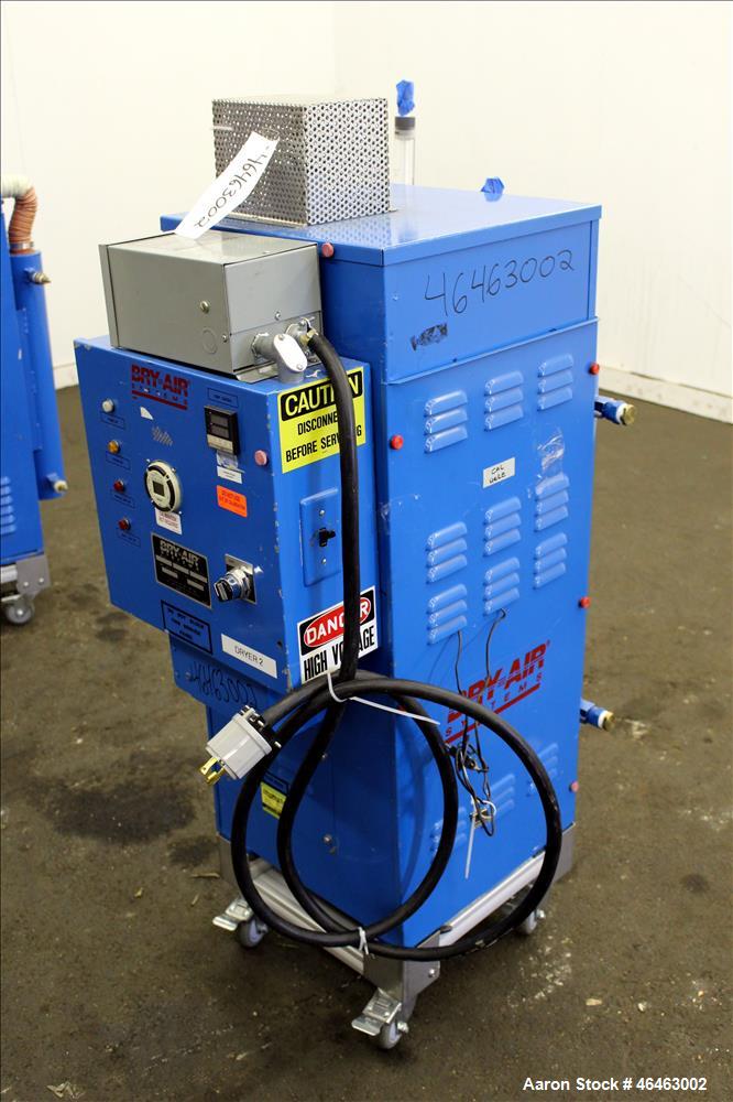Used Bry-Air Systems RD Series Resin Desiccant Dryer, Model RD-50. Process CFM 30 at 10" ESP, drying capacity 35 to 60 pounds per hour depending on product. Includes blower, desiccant beds, and a con...