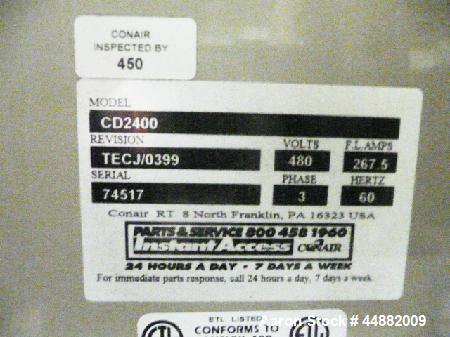 Used Conair Model CD 2400 Desiccant Dryer including model CH74