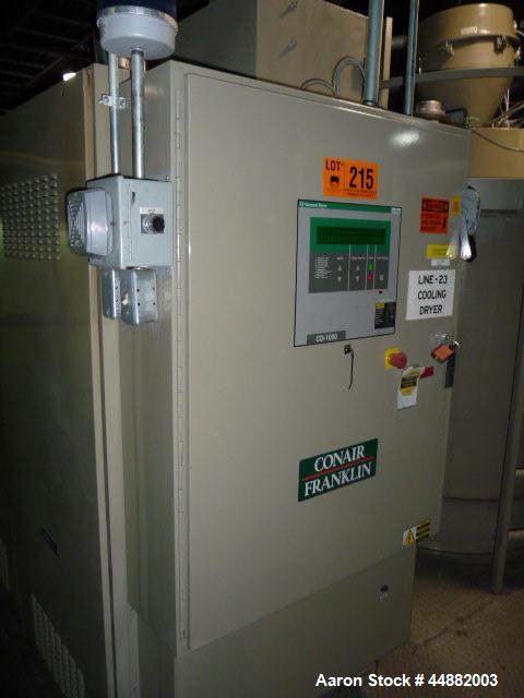 Used Conair Model CD1000 Desiccant Dryer, Serial #19921.  Includes Conair hopper model CH44-58/SP, serial #73872, hopper with approximately 44"0D X 82" straight side dimensions with approximately 36"...
