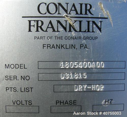 Used Conair Drying System consisting of: (1) Conair dehumidifying dryer, model CD200, 150 CFM, temperature range 160 - 250 Degrees F. 3 desiccant cartridges. 3/60/480 Volt. Includes Compudry control ...