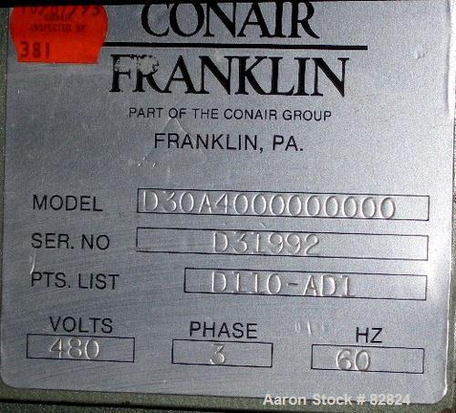 USED: Conair Compu Dry dehumidifying dryer, model CD30. Approx 30 cfm.1 desiccant cartridge, 3/60/480 volt, 425 deg F max temp. IncludesCompu Dry digital controls.