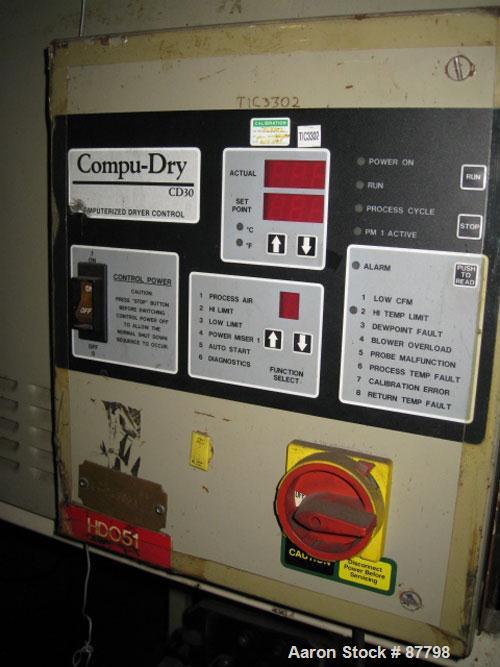 Used Conair Compu Dry Dehumidifying Dryer, Model CD30. Approximately 30 cfm. Includes insulated hopper.