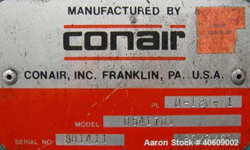 Used Conair dehumidifying dryer, model CD800, 600 cfm. 5 desiccant cartridges. 3/60/480 volt. Includes Compudry control panel, and a model 1805190800SP insulated drying hopper, 44" diameter x 65" str...