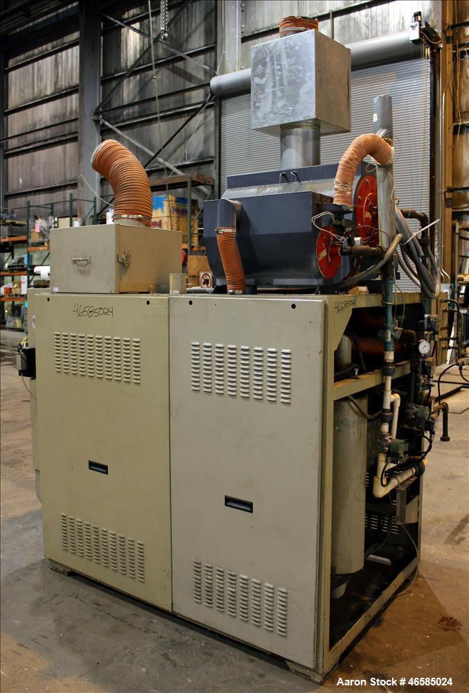 Used Conair Carousel Dehumidifying Dryer, Gas Heated, Model CDG1000, Carbon Steel. Approximate 925 CFM, drying temperature range 160 to 250 degrees F. (5) Desiccant cartridges. Includes CDG1000 Compu...