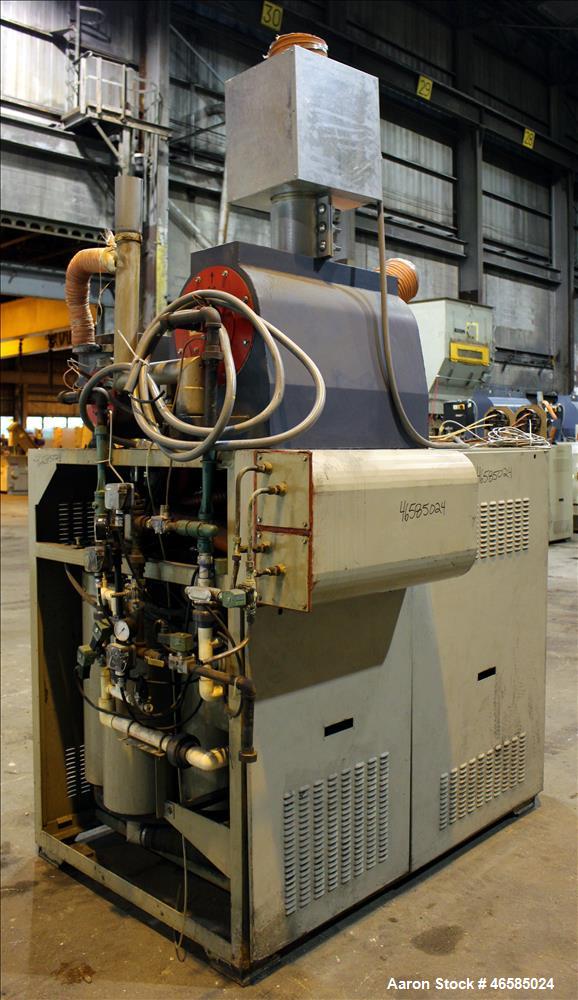 Used Conair Carousel Dehumidifying Dryer, Gas Heated, Model CDG1000, Carbon Steel. Approximate 925 CFM, drying temperature range 160 to 250 degrees F. (5) Desiccant cartridges. Includes CDG1000 Compu...