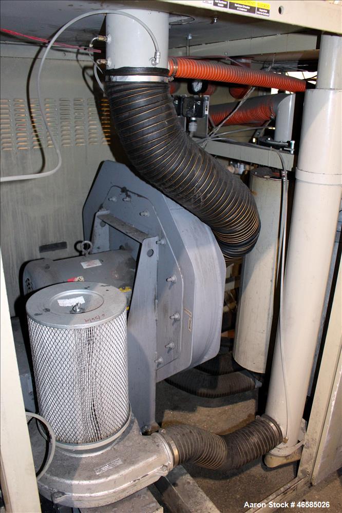 Used Conair Carousel Dehumidifying Dryer, Gas Heated, Model CDG1000, Carbon Steel. Approximate 925 CFM, drying temperature range 160 to 250 degrees F. (5) Desiccant cartridges. Includes CDG1000 Compu...