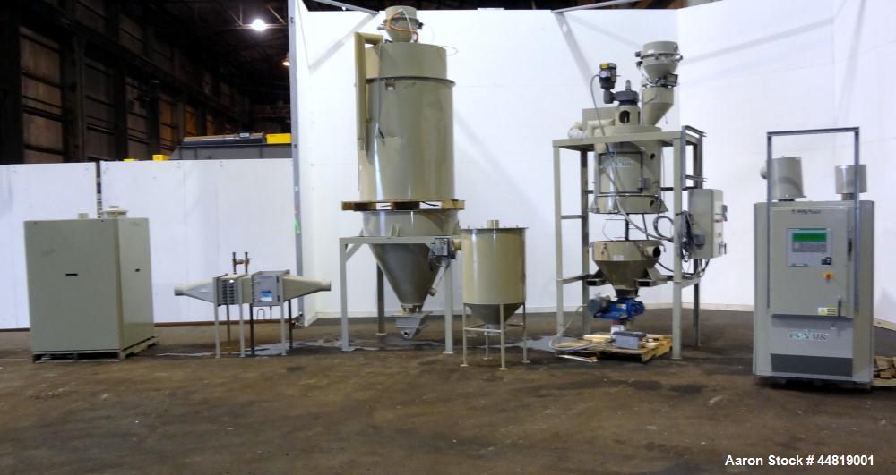 Used Conair CR500 Crystallizing & Drying Line.  Approximately 500 pounds per hour output.  Consisting of:  (1) Conair Crystallizer, model CR500, revision 494/0699, serial #80851, built 2001.  (1) Agi...