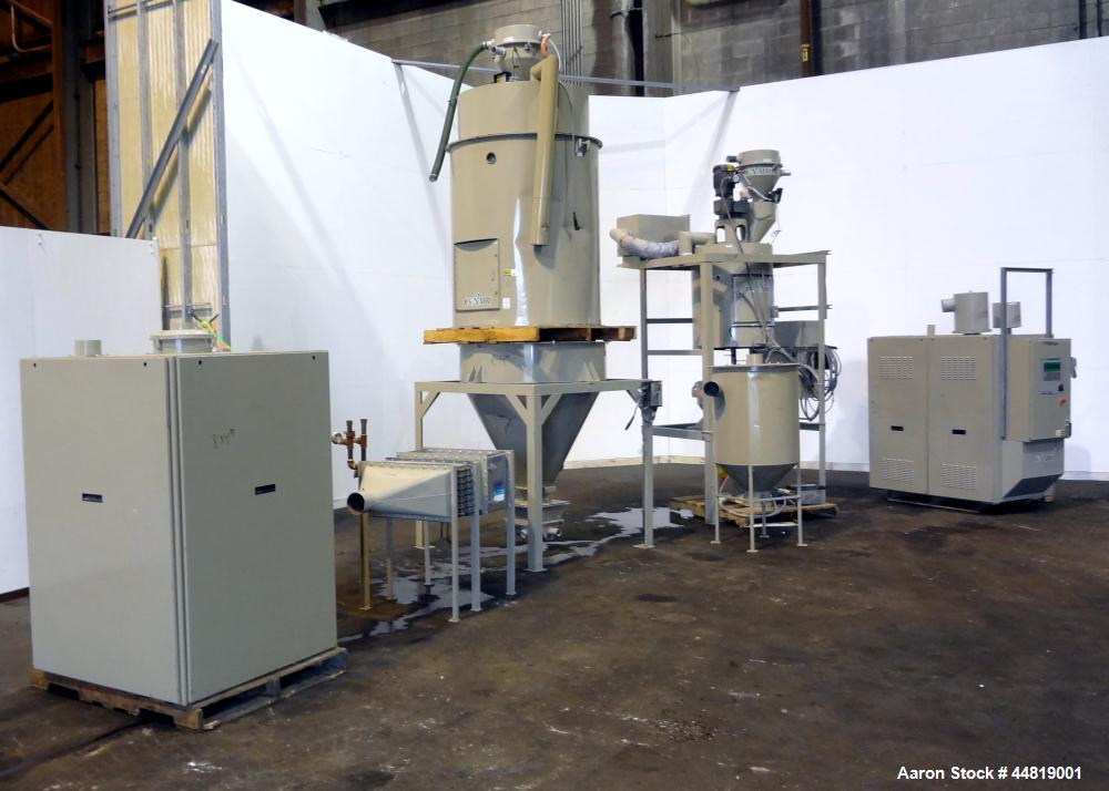 Used Conair CR500 Crystallizing & Drying Line.  Approximately 500 pounds per hour output.  Consisting of:  (1) Conair Crystallizer, model CR500, revision 494/0699, serial #80851, built 2001.  (1) Agi...
