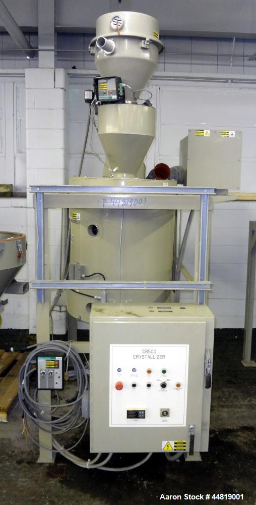 Used Conair CR500 Crystallizing & Drying Line.  Approximately 500 pounds per hour output.  Consisting of:  (1) Conair Crystallizer, model CR500, revision 494/0699, serial #80851, built 2001.  (1) Agi...