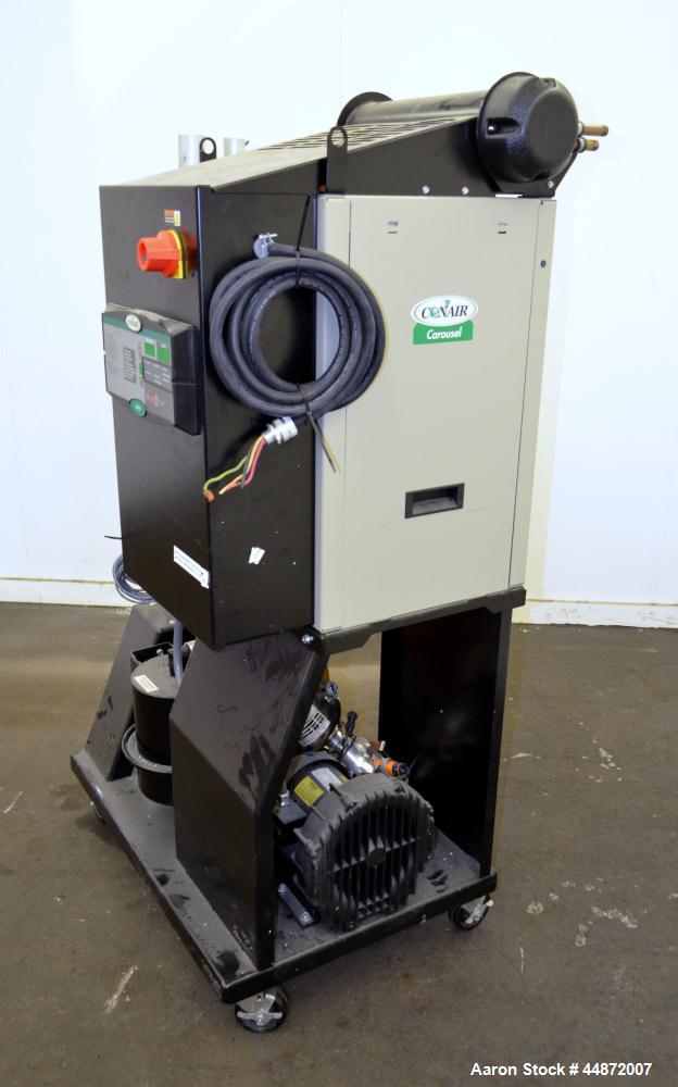 Used Conair MDC Carousel Dehumidifying Dryer, ModelD15, Carbon Steel.  Approximatelt 15 cfm, drying temperature range 100-375 degrees F, 3/60/480 volt, 6.3 amp, serial #160019. Includes a Conair dryi...