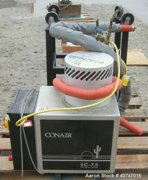 Used ConairCarousel DehumidifyingDryer,modelSC7.5,carbon steel, 7.5 cfm. Drying temperature range 150-375 deg F.3/60/480 volt, 4.8 amp. Includescontrol panel and a stand with casters.