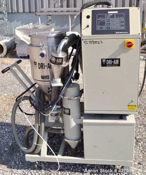 Used Dri-Air Portable Dryer, Model APD-1, Carbon Steel, Approximate 25 cfm, process rate 7.5 pounds an hour. Includes a stainless steel 30 pound hopper, model RH30. 3/240 volt, 20 amp. Mounted on a f...