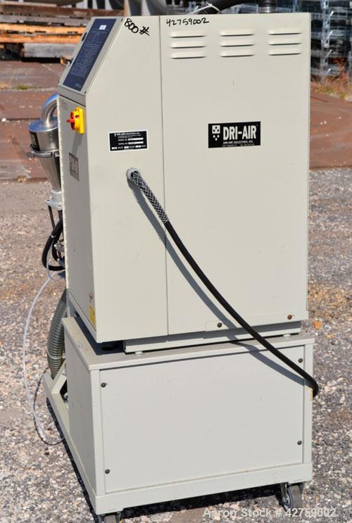 Used Dri-Air Portable Dryer, Model APD-1, Carbon Steel, Approximate 25 cfm, process rate 7.5 pounds an hour. Includes a stainless steel 30 pound hopper, model RH30. 3/240 volt, 20 amp. Mounted on a f...
