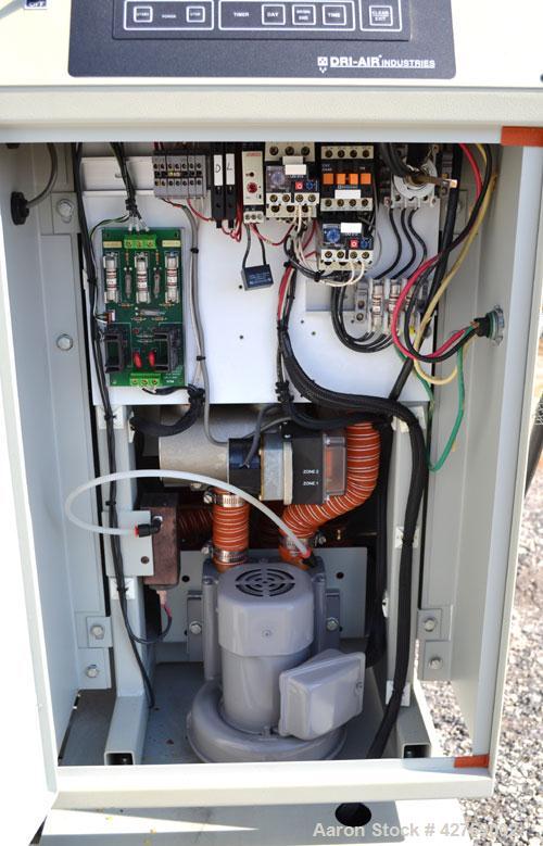 Used Dri-Air Portable Dryer, Model APD-1, Carbon Steel, Approximate 25 cfm, process rate 7.5 pounds an hour. Includes a stainless steel 30 pound hopper, model RH30. 3/240 volt, 20 amp. Mounted on a f...