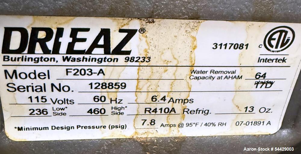 Used Dri-Eaz F203-A DrizAir 1200 Portable Dehumidifier 115V