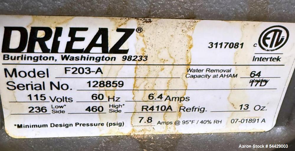 Used Dri-Eaz F203-A DrizAir 1200 Portable Dehumidifier 115V